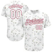 Custom White Cardinal 3D Pattern Design Rabbit Authentic Baseball Jersey