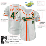 Custom White Green Pinstripe Green-Orange Authentic Baseball Jersey